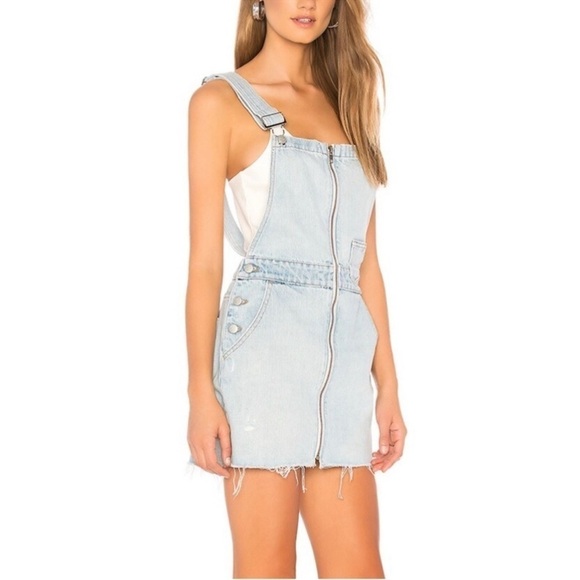 Lovers + Friends Jackson Denim Overall Dress in Edgewater Light Wash - Picture 2 of 12